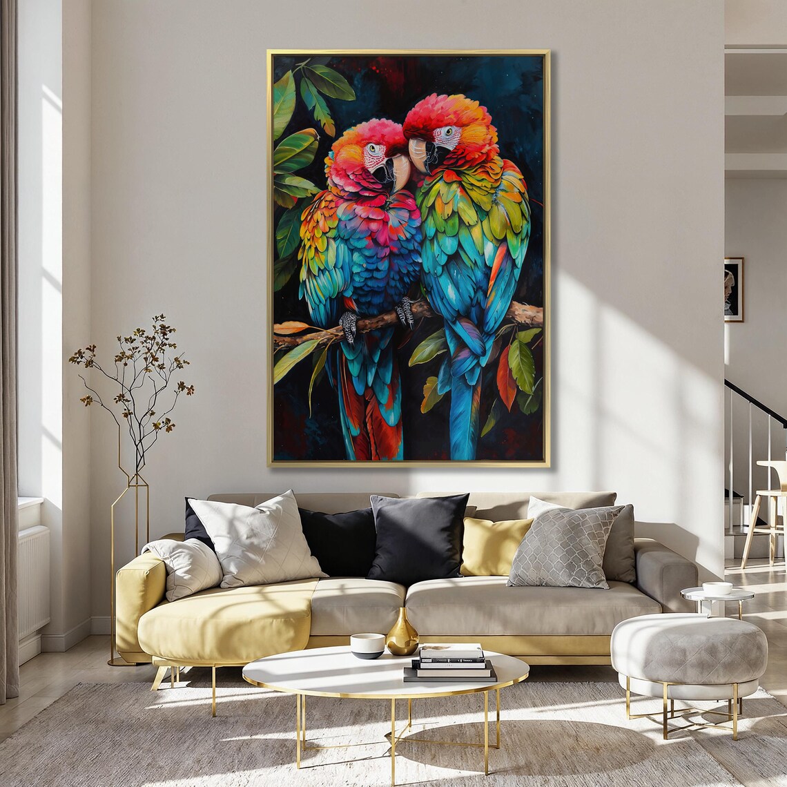Colorful Macaws Art Print, Tropical Bird Decor - Image 3