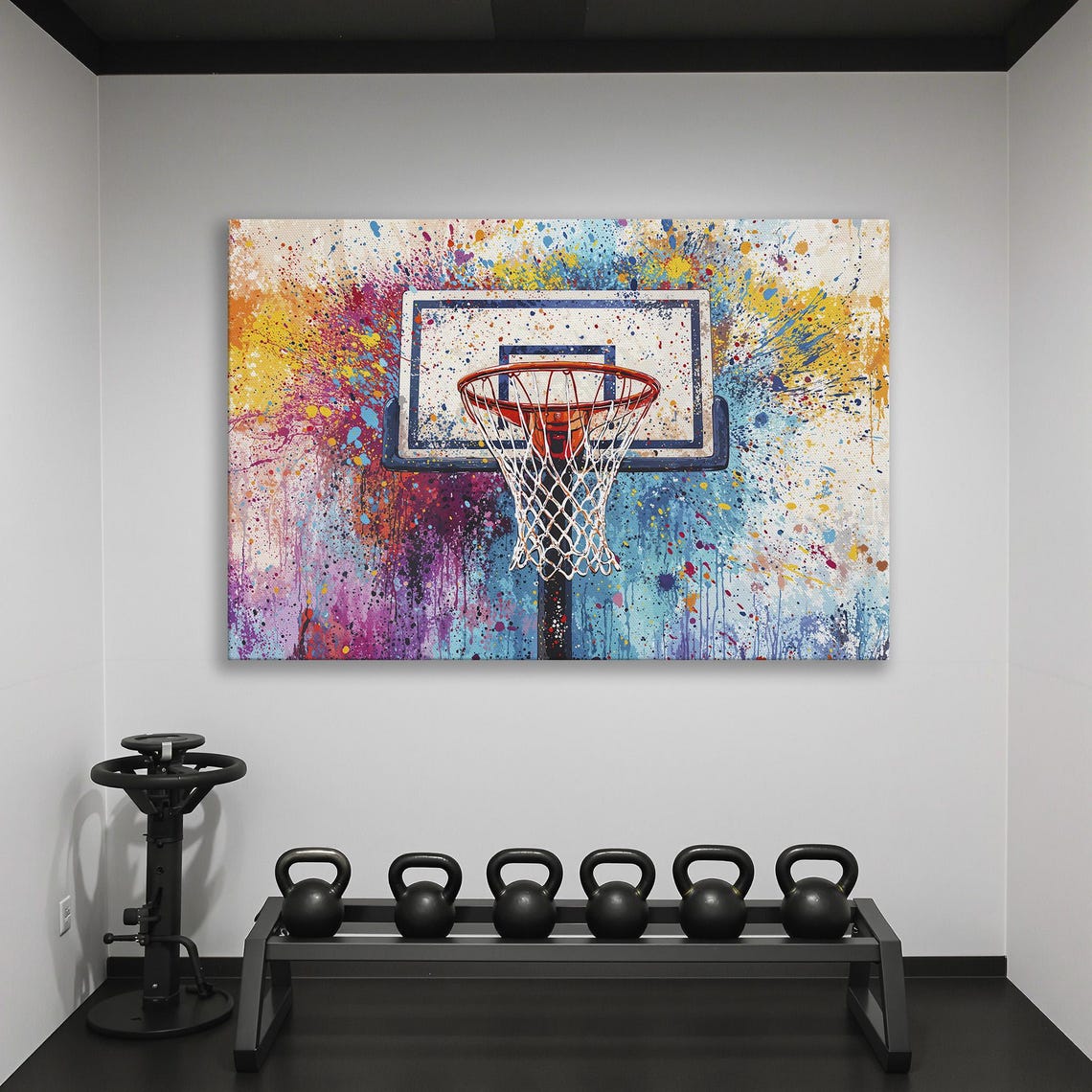 Colorful Basketball Framed Wall Art Abstract Sports Painting Print Boys Room Wall Decor Vibrant Splash Art Poster Ready To Hang Gift - Image 2