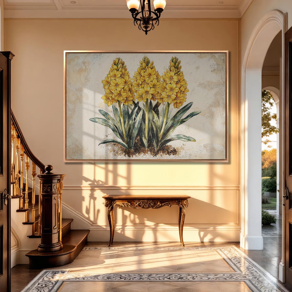 Yellow Hyacinth Blooms In Botanical Vintage Style Floral Poster - Image 5