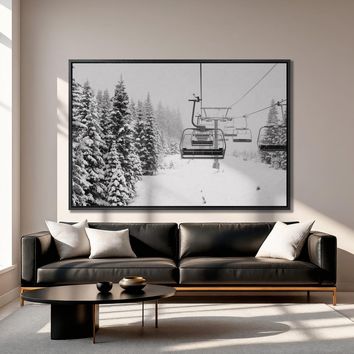 Scenic Ski Lift Print Winter Cable Car Wall Art Snow Covered Spruce Trees Winter Large Wall Art Poster Ski Lodge Decor Skier Gift - Image 4