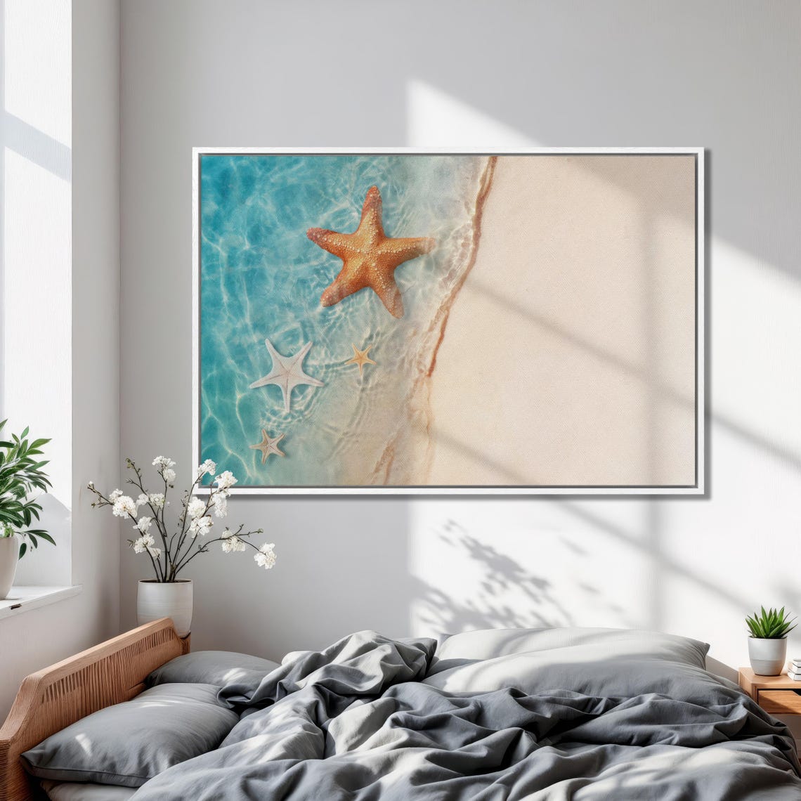 Starfish In Clear Sea Water Art Print Sand Beach Wall Art Seascape Wall Decor Summer Poster - Image 4
