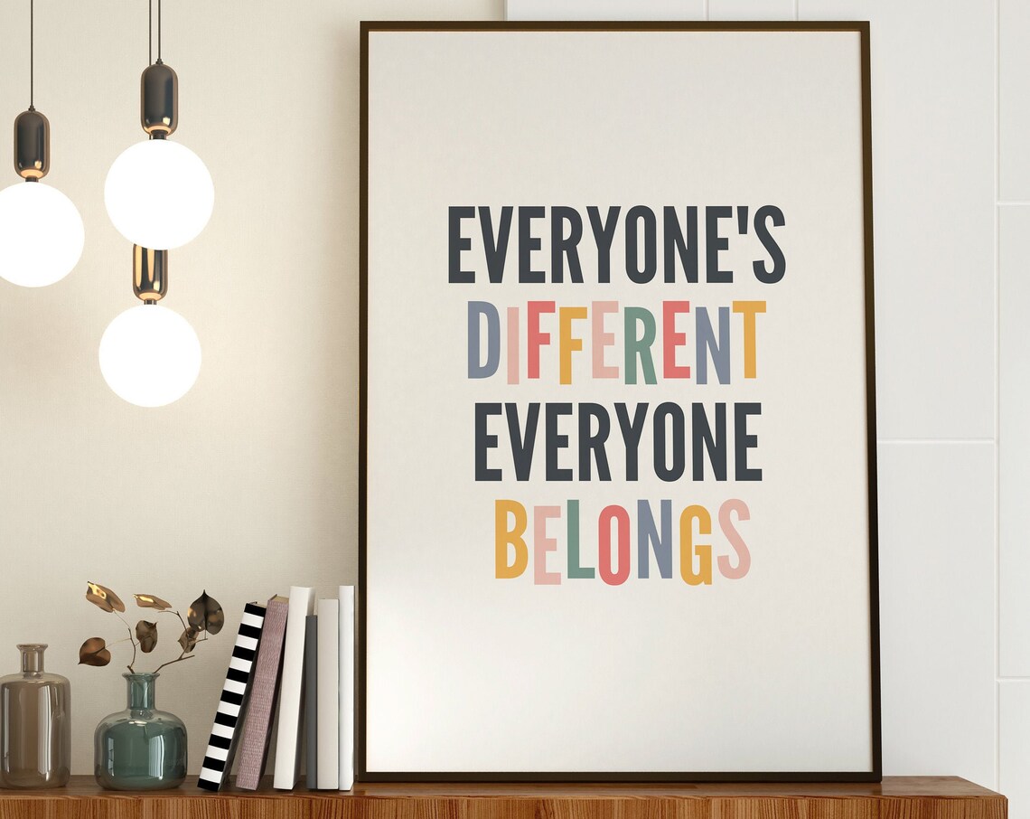 Everyone Belongs Quote Art Print, Colorful Typography