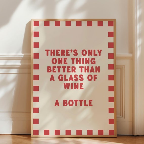 Bar Cart Art Modern Wine Poster Funny Quote Print Kitchen Wall Art Bar Cart Decor Wine Lovers Gift