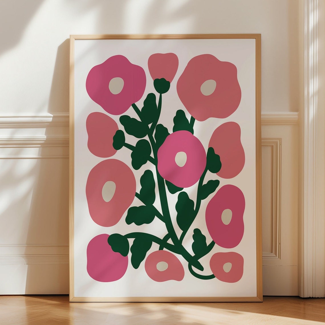 Cheerful Pink Abstract Blooms Modern Floral Bold Wall Poster - Image 4