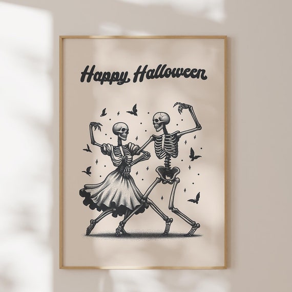 Dancing Skeletons Funny Halloween Poster