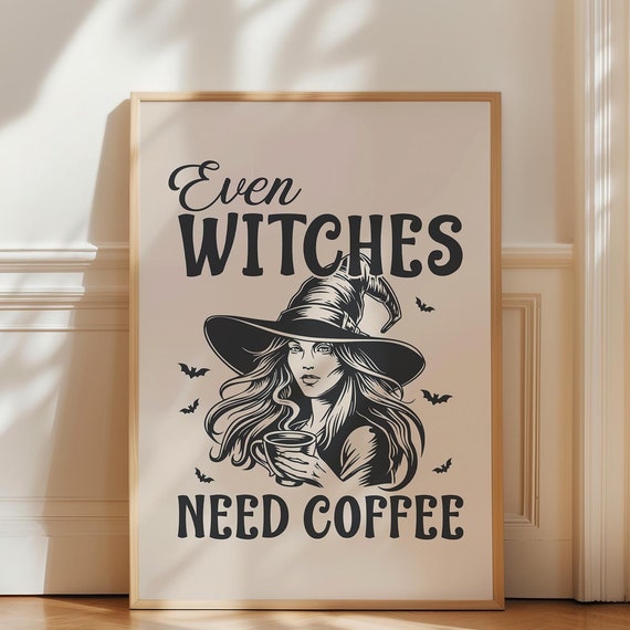 Halloween Coffee Bar Decor Halloween Wall Art Witchy Coffee Print Kitchen Wall Decor Funny Ocult Poster