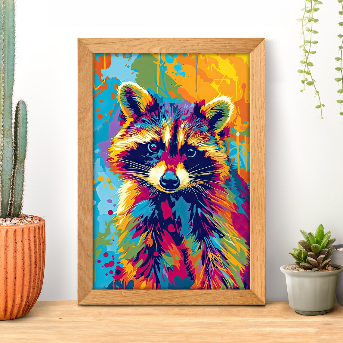 Pop Art Raccoon Portrait, Funny Trash Panda Poster