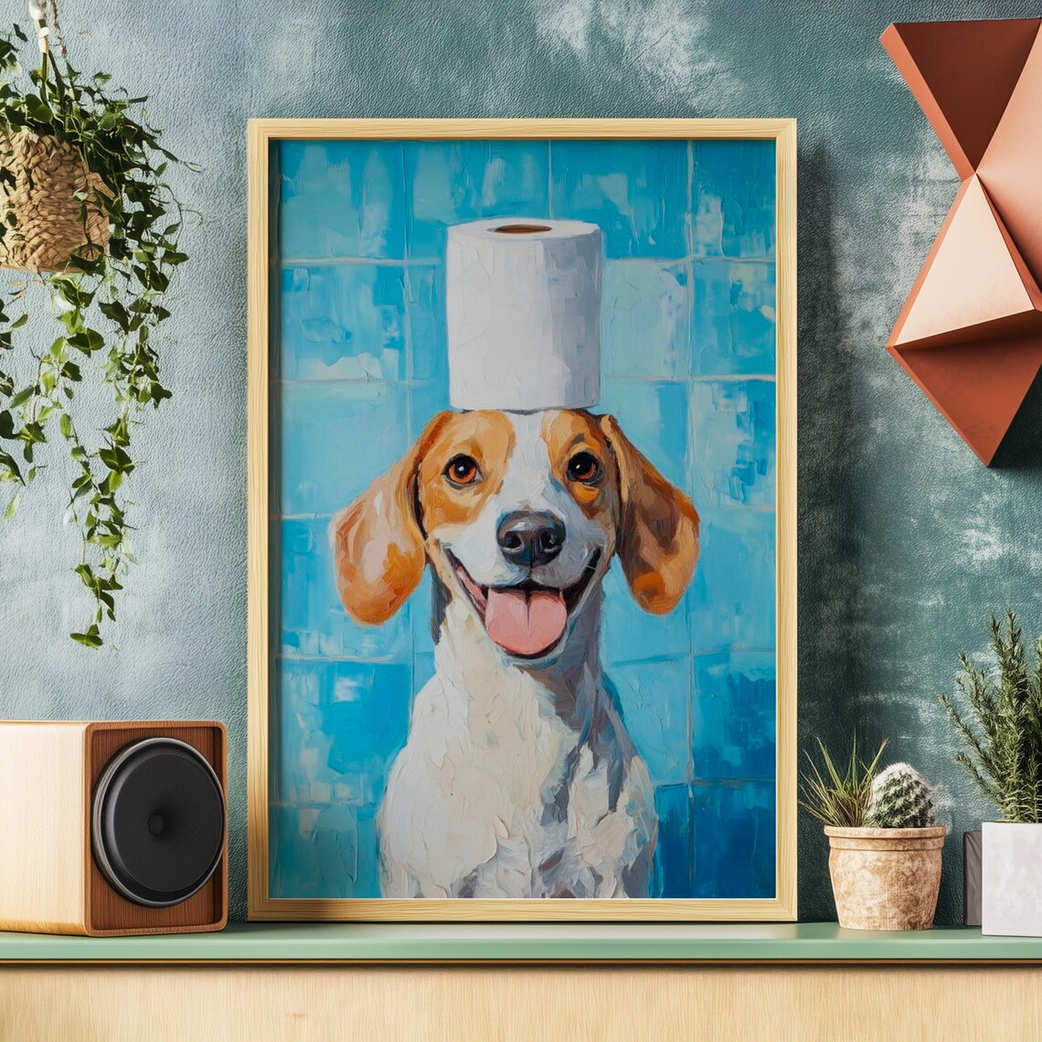 Beagle Bathroom Humor Poster, Cute Dog Print