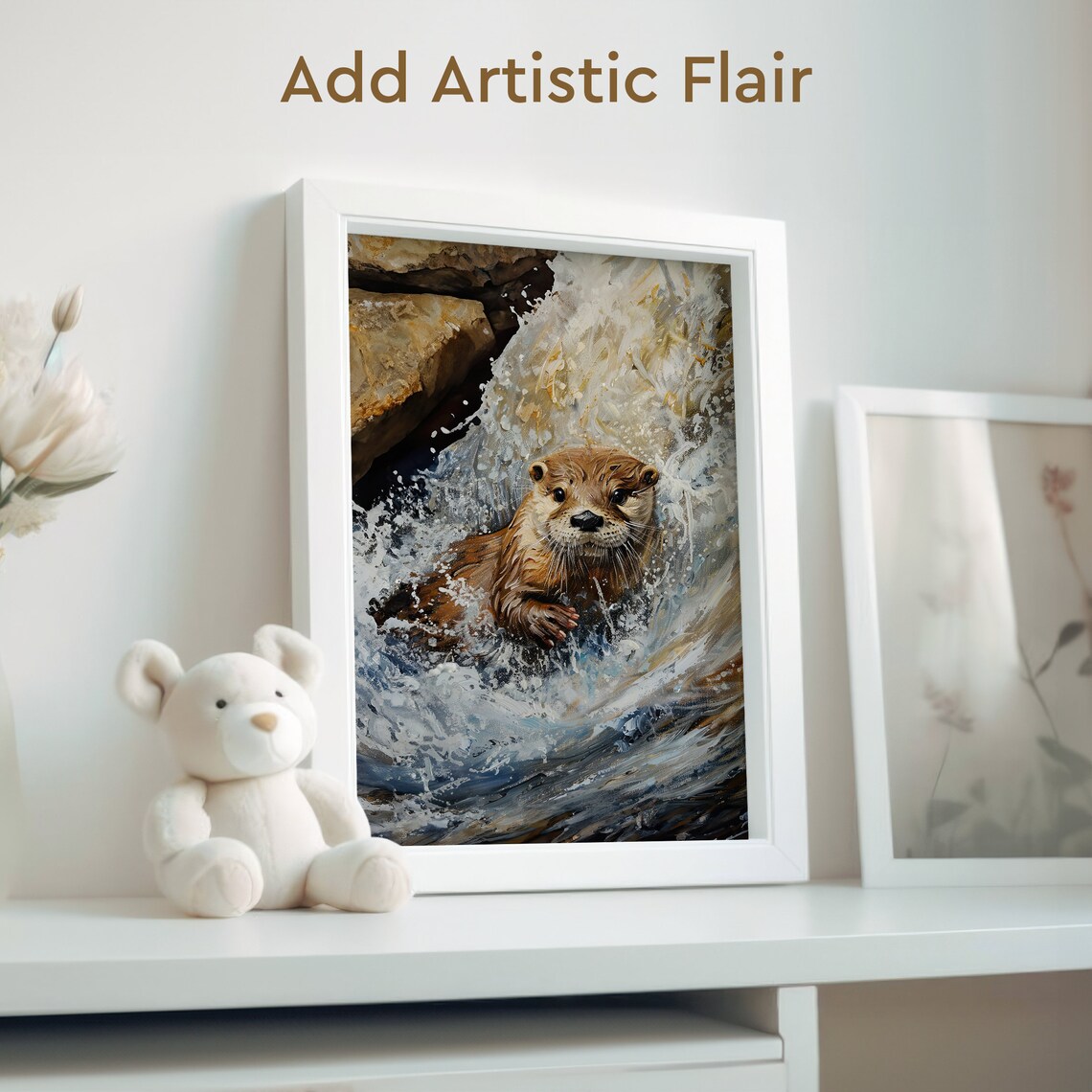 River Rapids Wildlife Otter Nursery Decor Art Print - Image 2