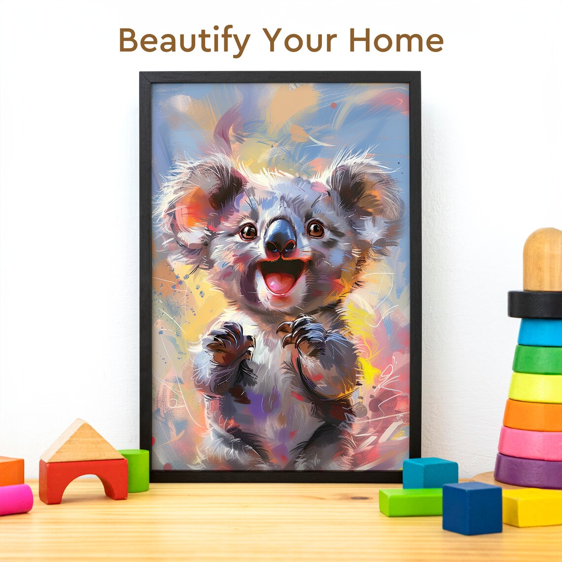 Laughing Happy Koala Bear in a Colorful Expressive Painting Poster - Image 3