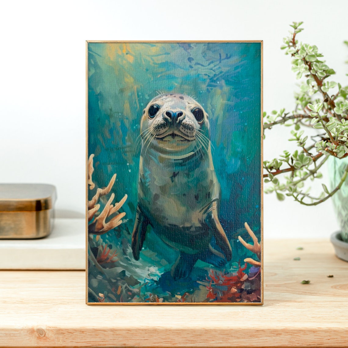Cute Curious Seal Aquarium Jigsaw Puzzle 1102525201014 Pcs Kids Adults Puzzle Seal Lover Baby Seal Print Sea Animal Family Activity