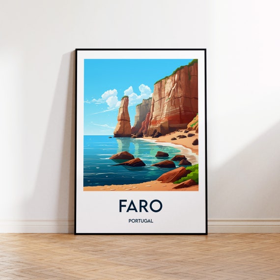 Faro Region Poster Portugal Print Illustration Vintage Travel