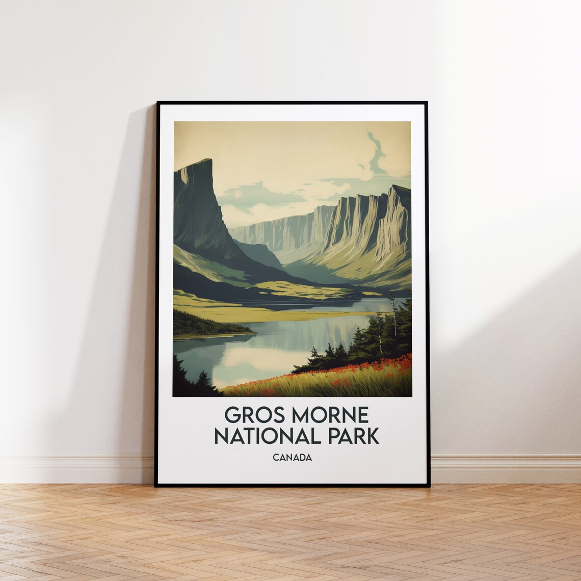 Gros Morne National Park Canada Fjord Lake Vintage Travel Poster