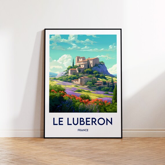 The Luberon Poster Print Illustration Provence Gift Vintage Travel