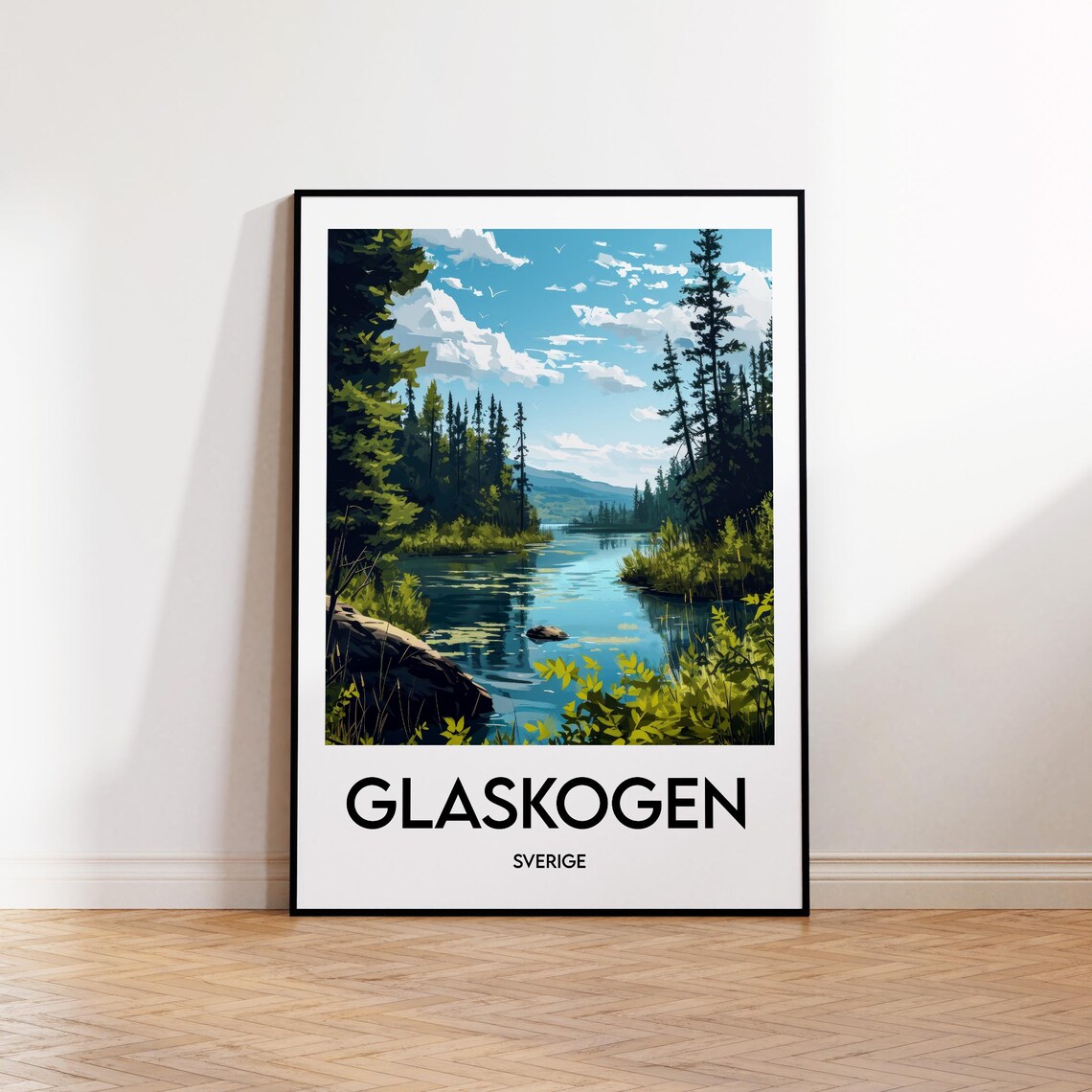 Glaskogen Vintage Travel Poster, Sweden Art Print