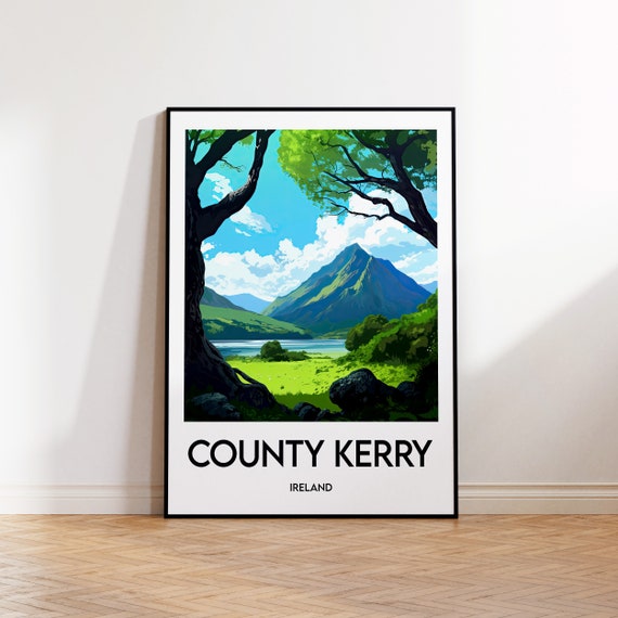 County Kerry Poster Ireland Print Illustration Contae Chiarra Ire