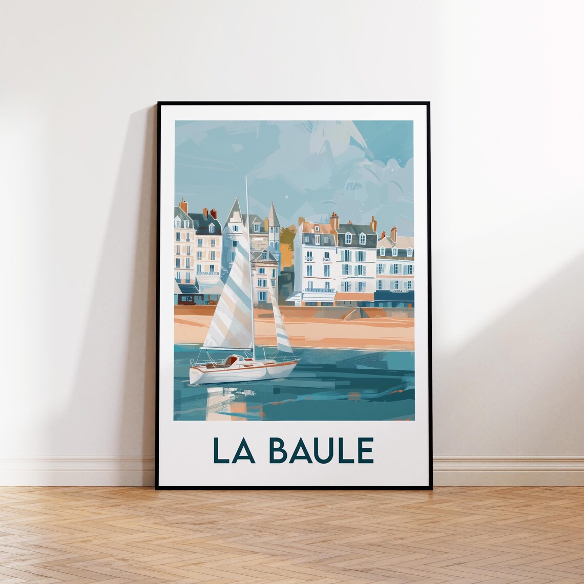 La Baule France Sailboat Harbor Seaside Vintage Travel Poster