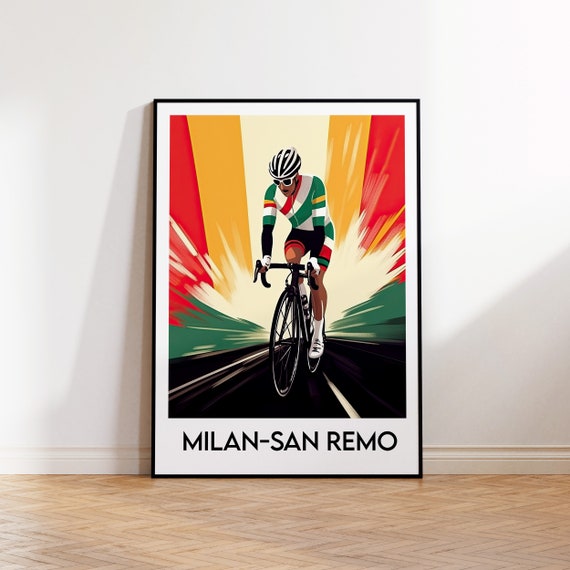 Milansan Remo Milan San The Spring Classic Cycling Illustration Cyclist Gift Print Bicycle Home Decor