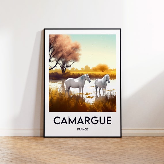 Camargue Poster Print Illustration France Gift Vintage Travel