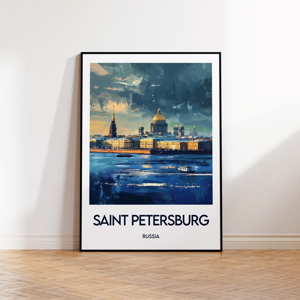 Saint Petersburg Russia Vintage Travel Poster Golden Dome Cathedral