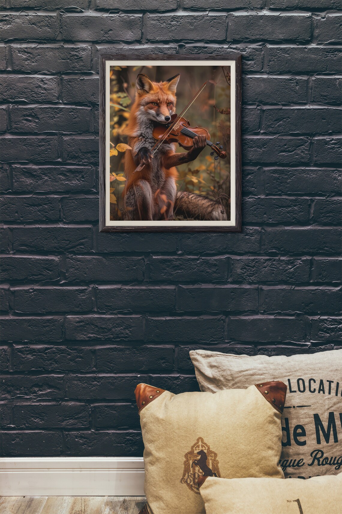 Fox Playing Violin, Cute Abstract Forest Art - Image 3