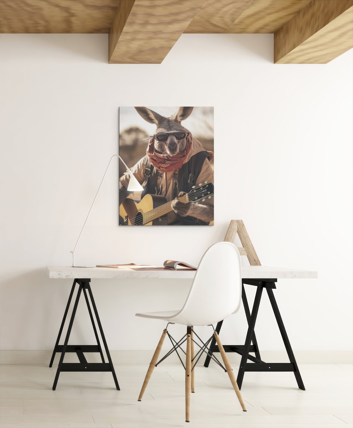 Kangaroo Playing Guitar, Funny Abstract Art Print - Image 2