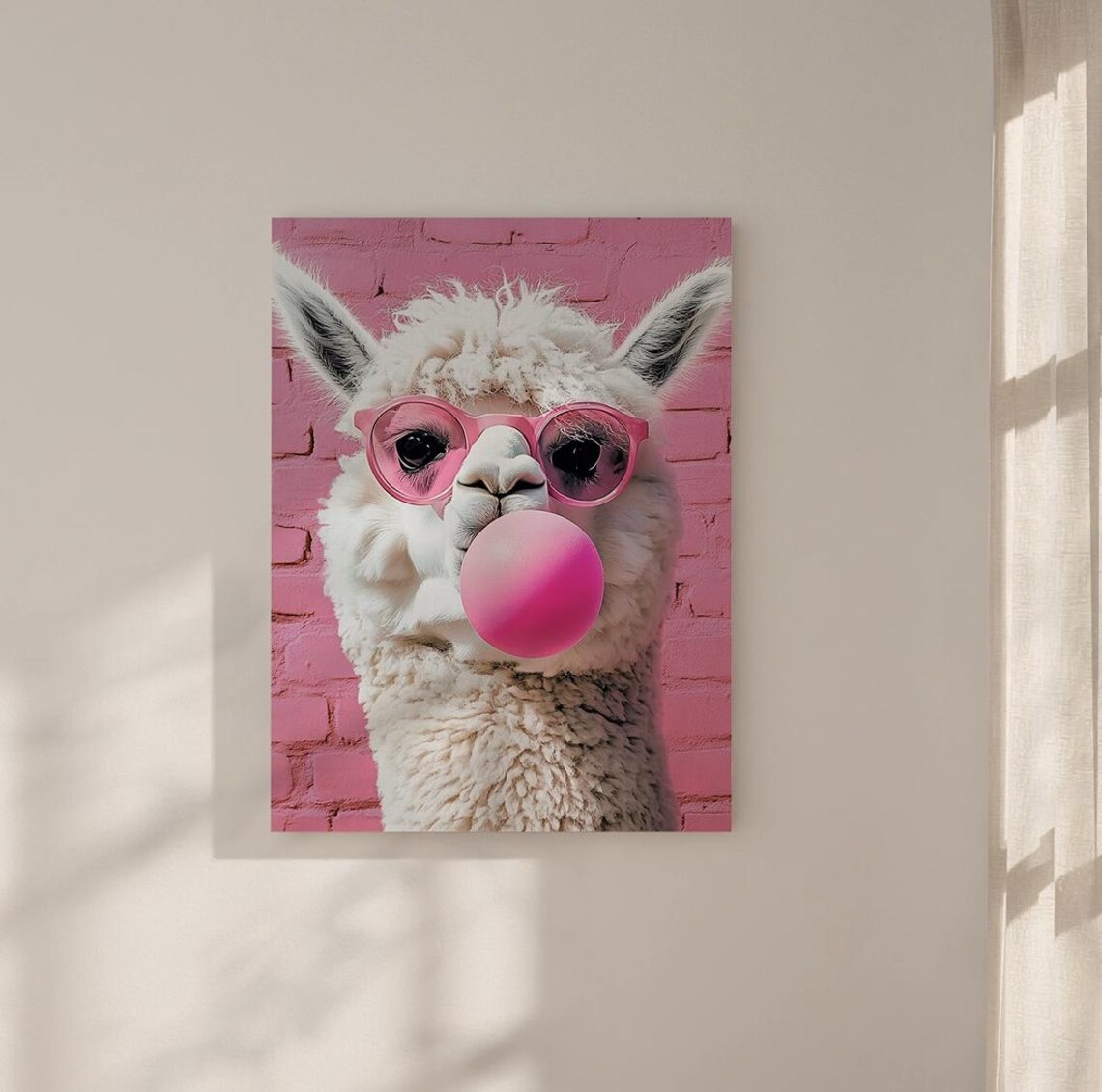 Alpaca Funny Llama Bubble Gum, Kid Bedroom Art Print - Image 3