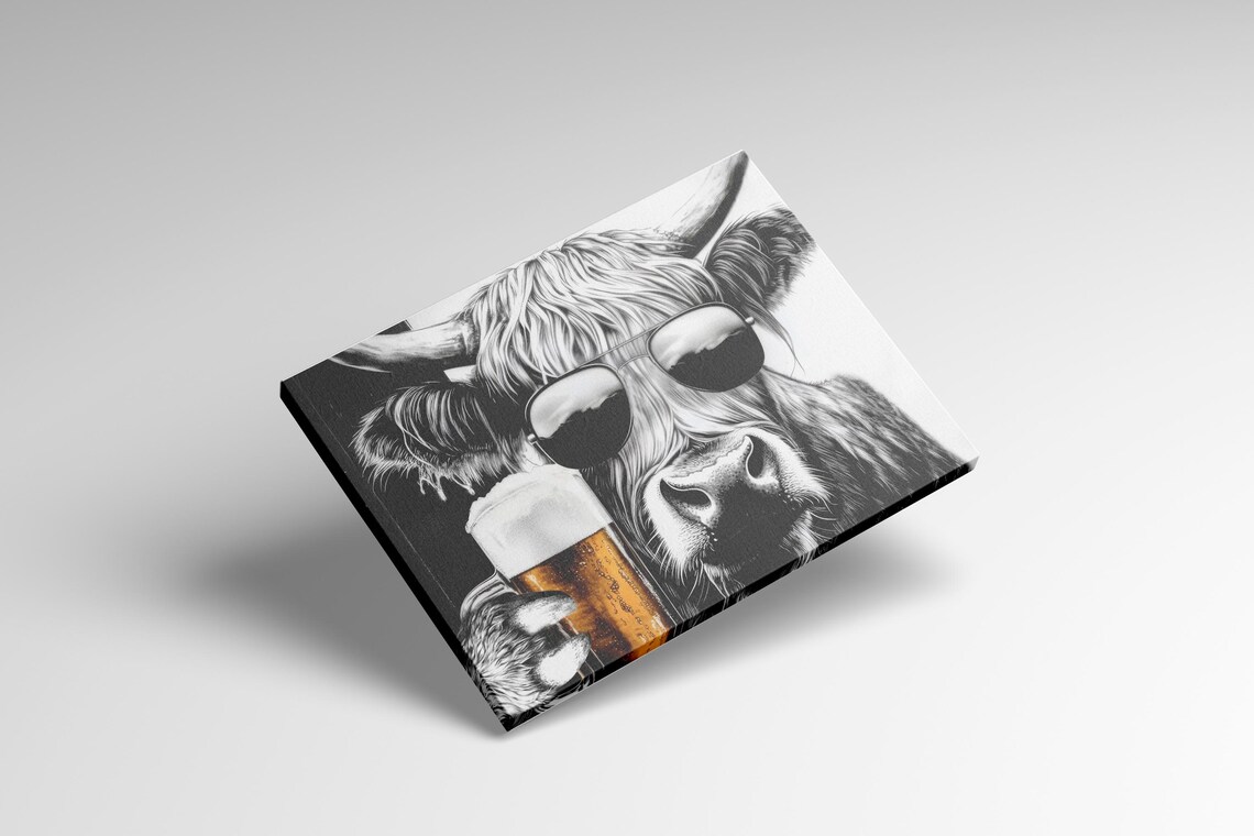 Highland Cow Funny Beer Drinking, Rustic Decor - Image 2