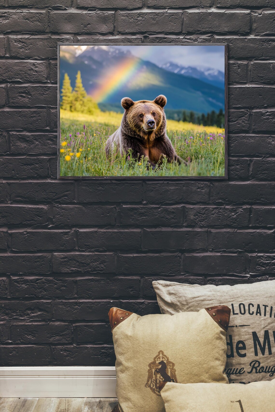 Bear Print, Grizzly Portrait, Rainbow Forest Decor - Image 3