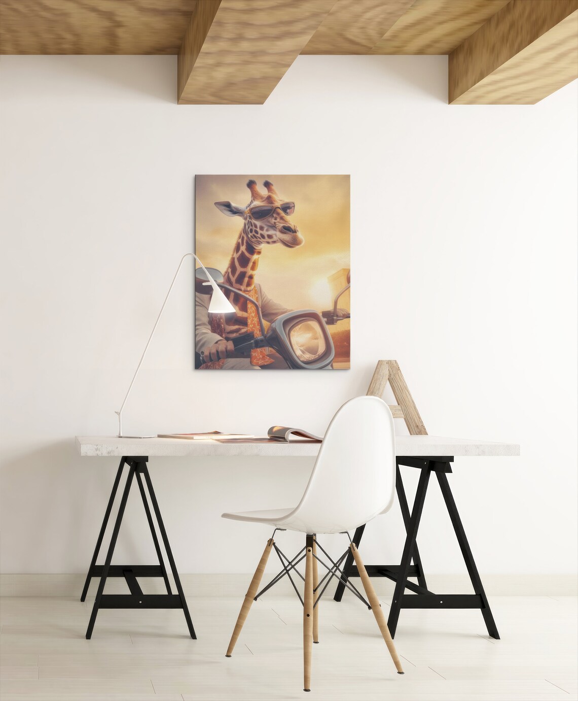 Funny Giraffe On A Scooter, Funky Kid Bedroom - Image 2