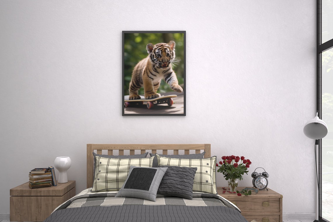 Tiger Print Poster, Cute Jungle Kid Art - Image 2