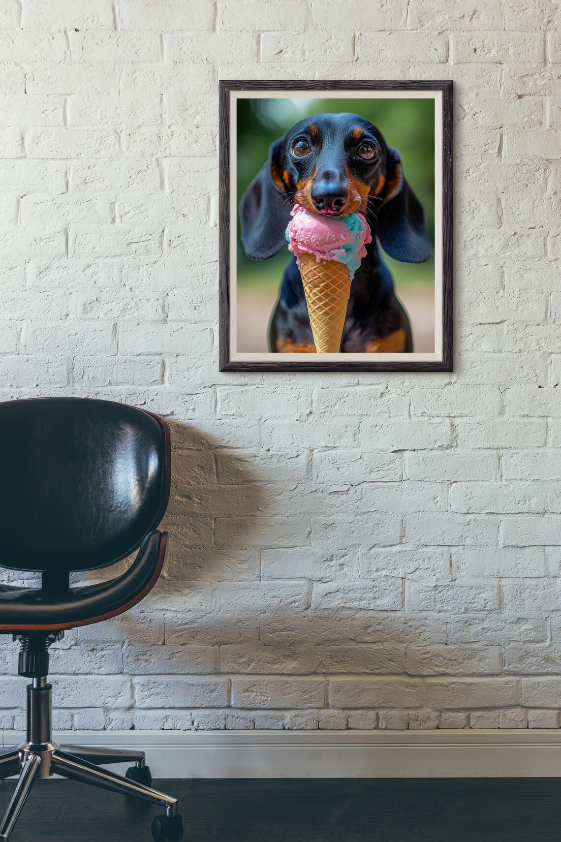 Dachshund Eating Ice Cream Poster, Cute Dog Lover - Image 3