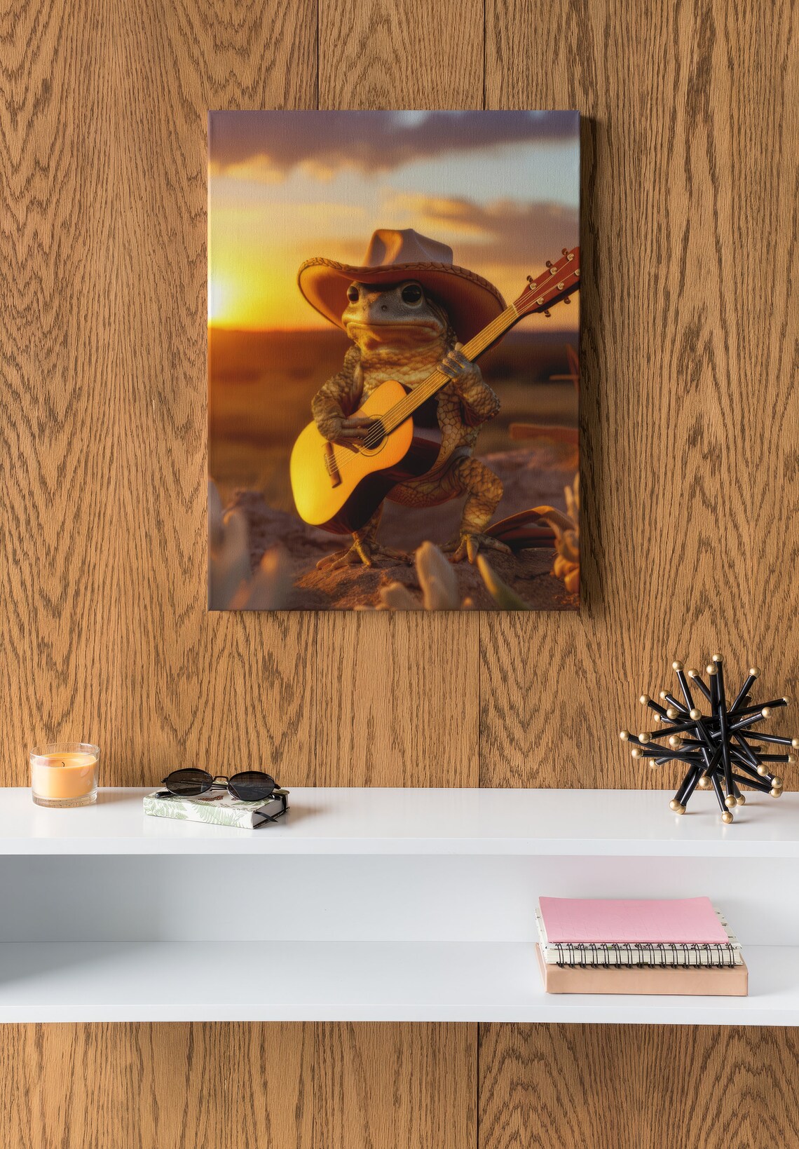 Frog Playing Guitar, Funny Country Cowboy Poster - Image 3