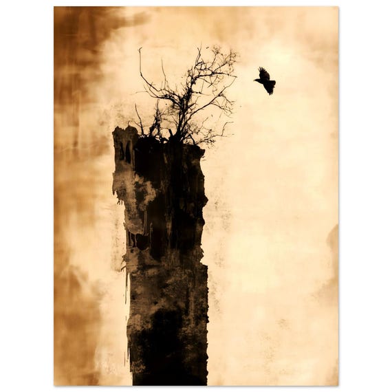 Wabi Sabi Wall Art Print Nature Poster For Minimalist Decor Japanese Tree And Bird Modern Zen Interiors
