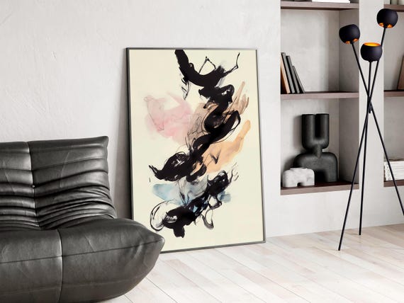 Japandi Wall Art Print Abstract Minimalist Wabi Sabi Poster Japanese Brushstroke Decor Neutral