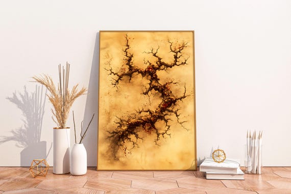 Amber Abstract Organic Texture Dark Wabi Sabi Earthy Art Poster