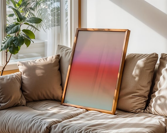 Retro Pink Red Gradient Art Print Minimalist Aura Sunset Poster Abstract Crimson Terracotta Sage Wall Decor Trendy Dorm Gift Idea