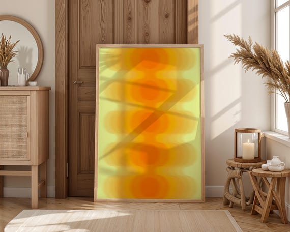Retro Orange Wavy Gradient Art Print Modern Groovy Lava Flow Poster 70s Abstract Wall Decor Trendy Dopamine Dorm Gift Idea