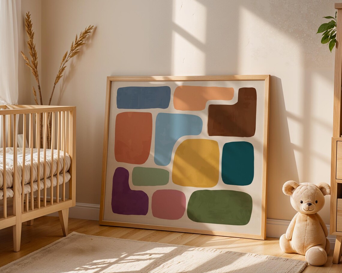 Mid Century Geometric Building Blocks Art Print