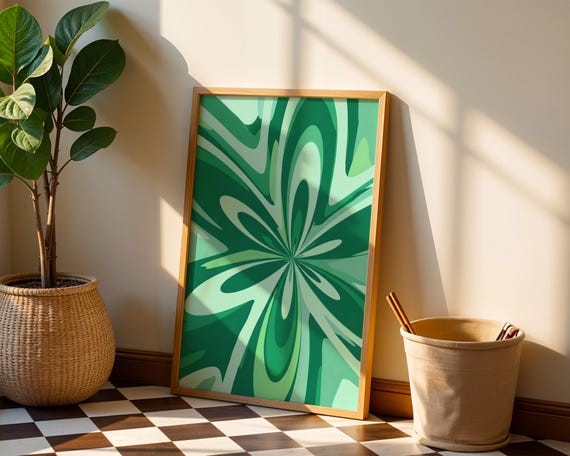 Retro Starburst Poster Print, 70s Abstract Wave
