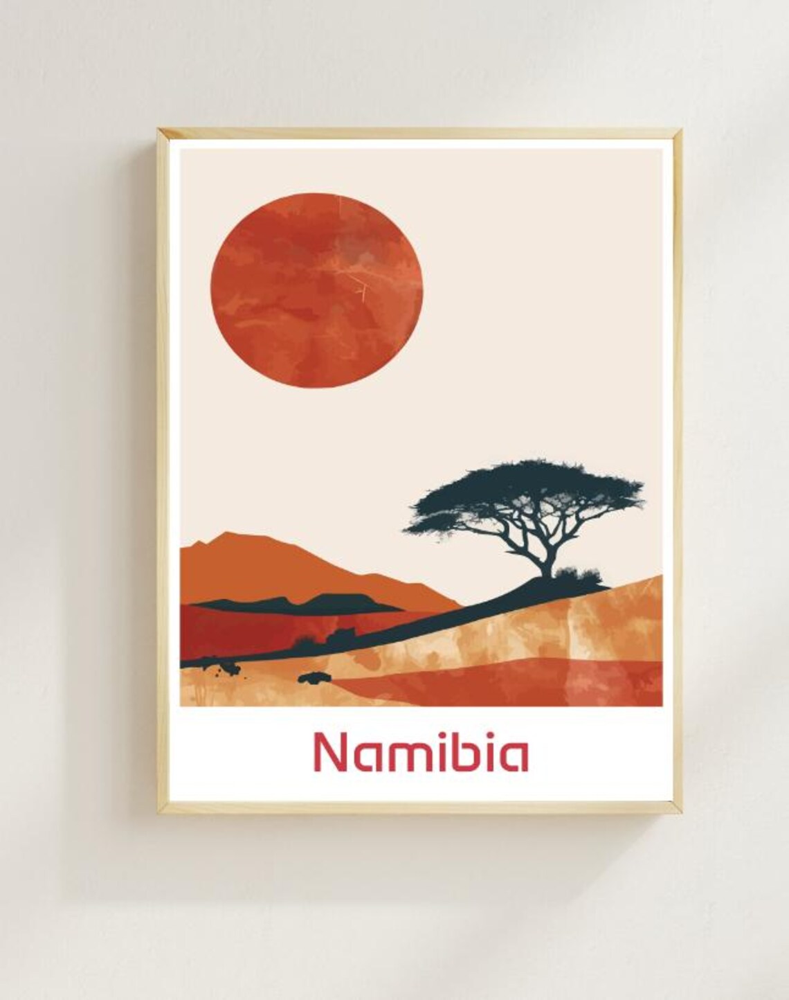 Namibia Travel Poster Desert Landscape Wall Art African Wildlife Print