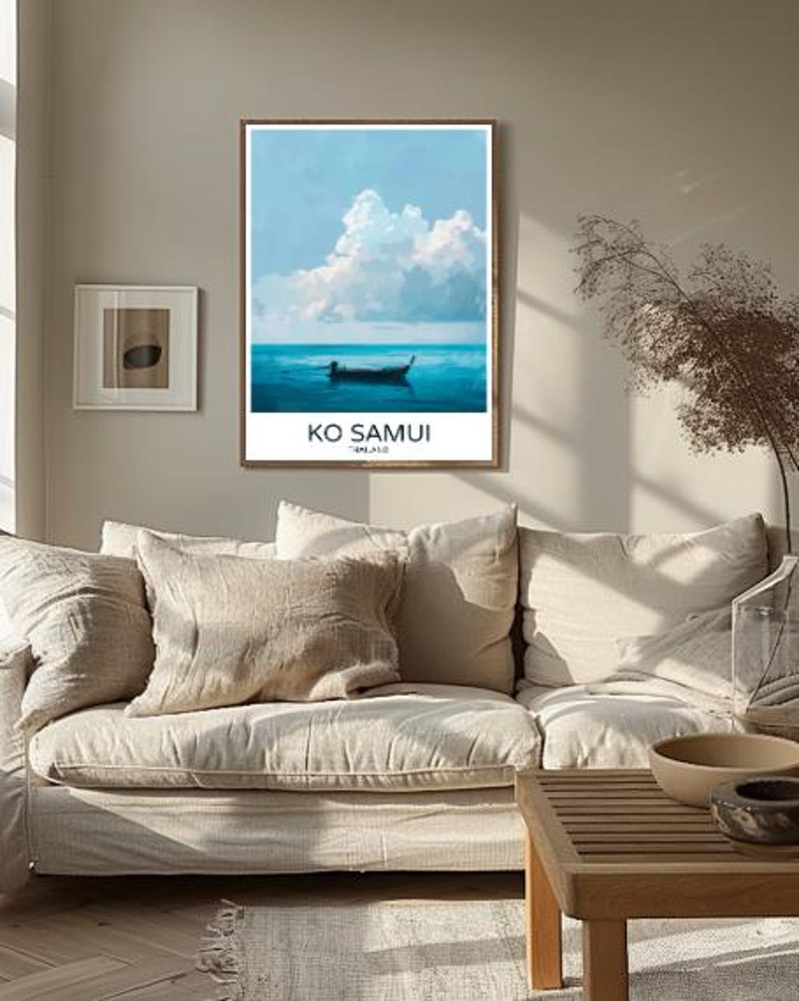Ko Samui Thailand Longtail Boat Calm Turquoise Sea Travel Poster - Image 2