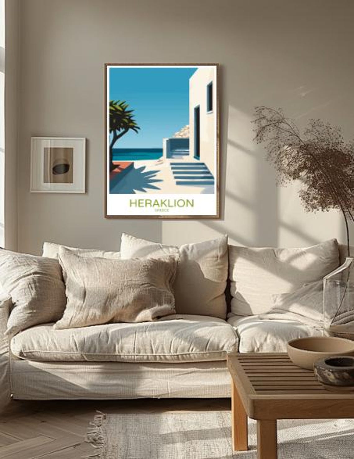 Heraklion Crete Greece Whitewashed Coastal Walk Vintage Travel Poster - Image 2