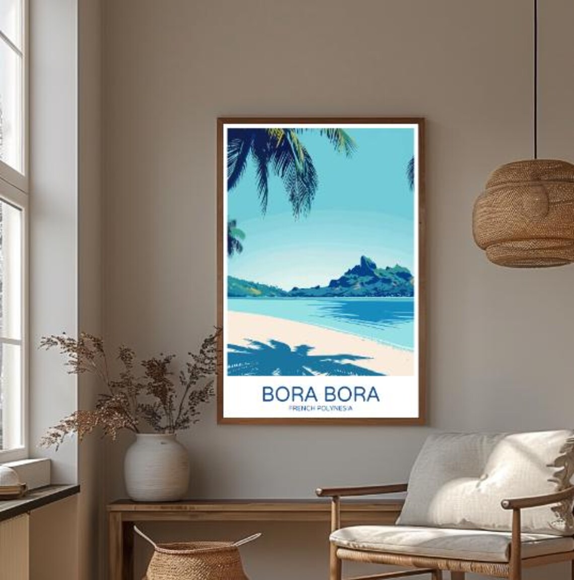 Bora Bora French Polynesia Tropical Beach Vintage Travel Art Poster - Image 3