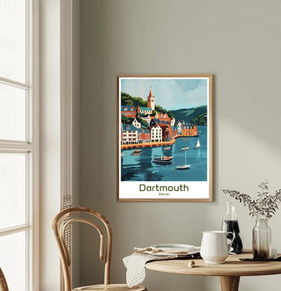 Dartmouth Devon English Harbor Town Vintage Coastal Travel Poster - Image 2
