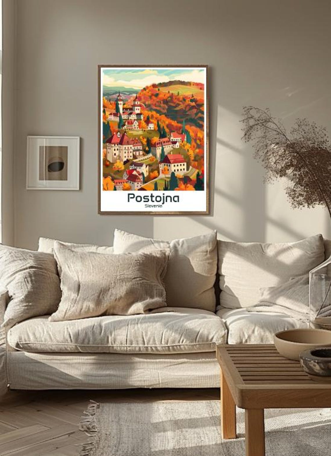 Postojna Slovenia Autumn Hillside Old Town Illustrated Poster - Image 3