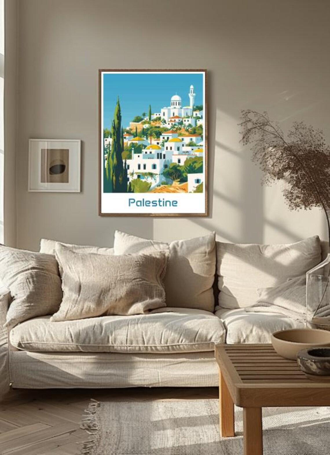 Palestine Historic Hilltop Town Domes Minaret Vintage Travel Poster - Image 3