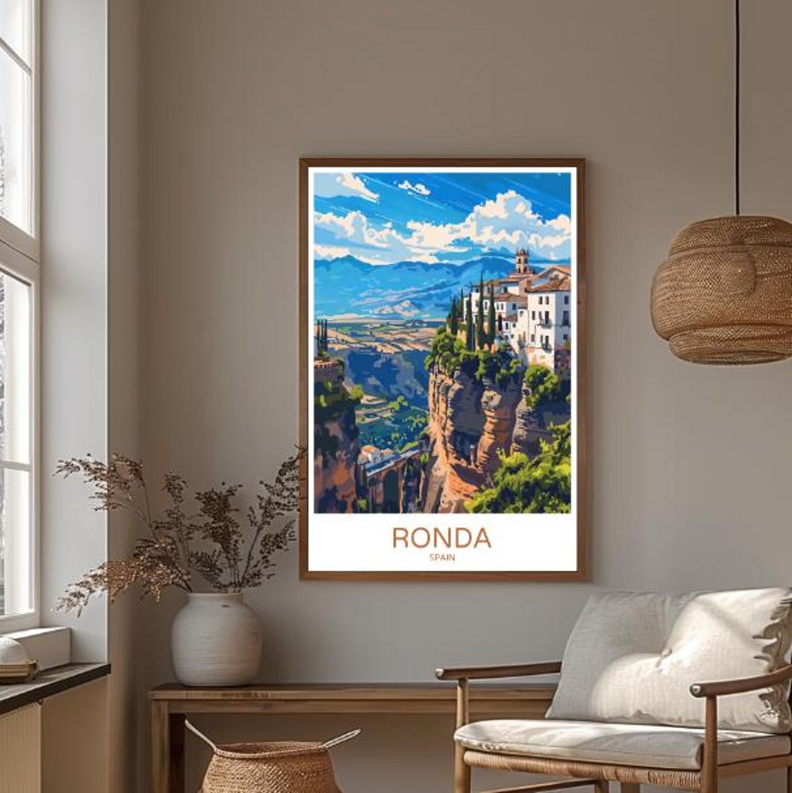 Ronda Spain Travel Poster Cliffside Town Gorge Bridge View Decor - Image 3