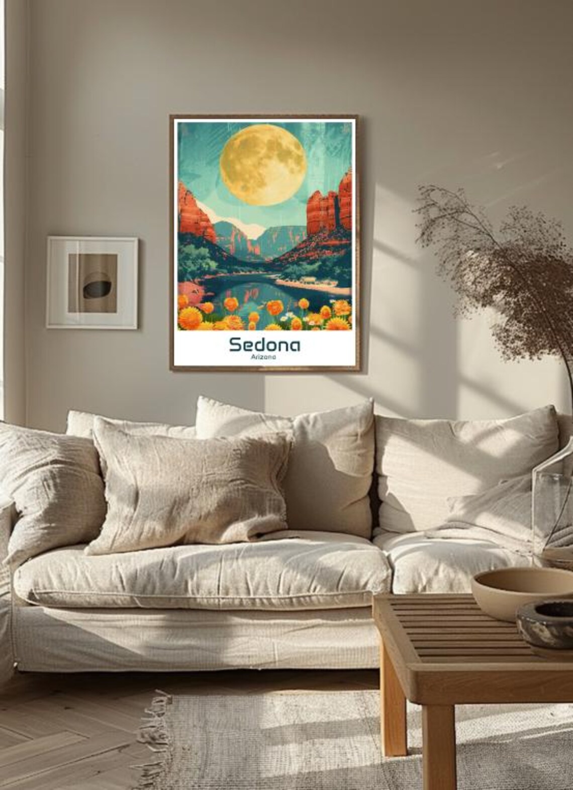 Sedona Arizona Red Rock Canyon Moonlight Desert Vintage Travel Poster - Image 3
