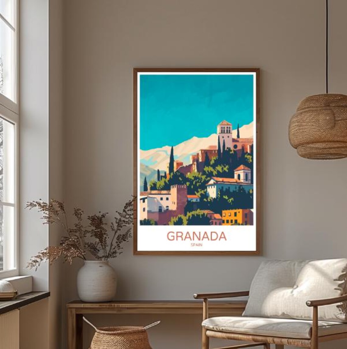 Granada Spain Alhambra Hilltop Fortress Andalusian Travel Poster - Image 3